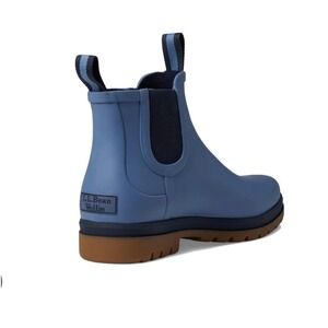 L.L. Bean Rugged Wellie Chelsea Blue Short Rain Boots Women Size 9